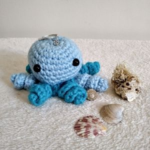 Amigurumi Crochet Little Octopus Keychain. Charm